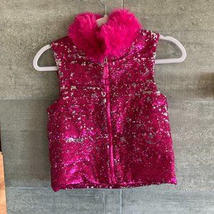 Toby pink sequence puffer vest